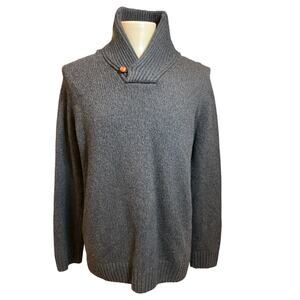 Eddie Bauer Men's Lambswool Sweater - Tall XL‎ Brown Shawl Collar